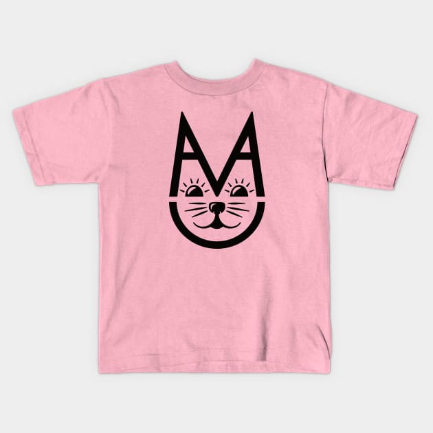 Cute Meow Cat Face Kids T-Shirt by dkdesigns27